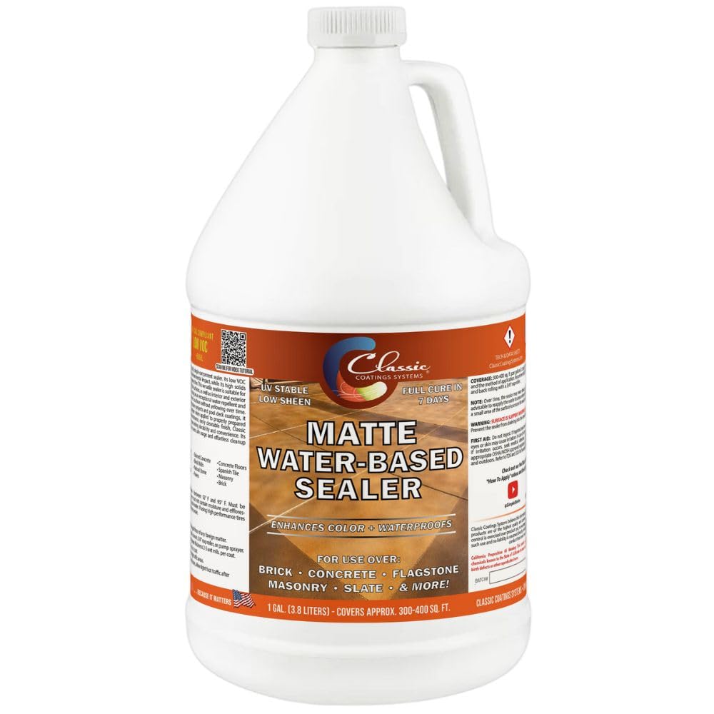 Classic Coatings | Water-Based Sealer | Matte Look, Ready-to-Use | Interior/Exterior Surfaces | Concrete, Brick, Masonry, Flagstone, & More | 1-Gallon Jug