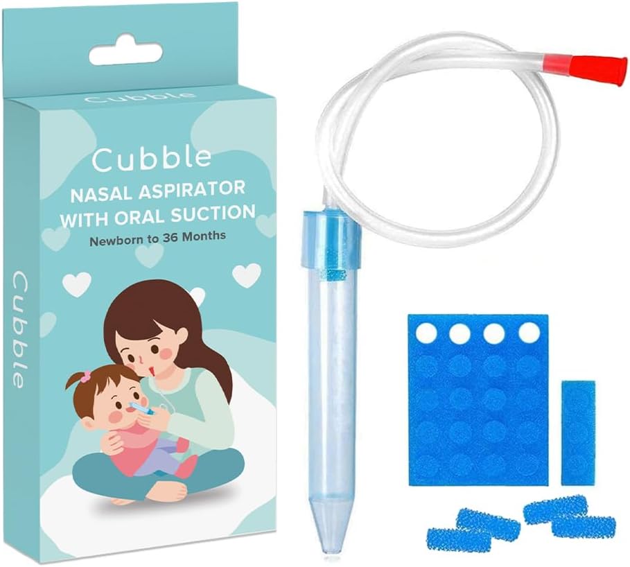 Cubble Manual Baby Nasal Aspirator, Safe and Gentle Relief of Nasal Congestion in Infants 0-3 Years Old, Non-Invasive Design + 23 pcs Disposable Hygiene Filters