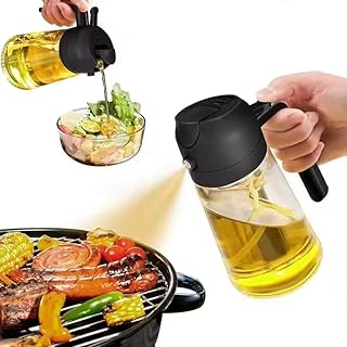 Oil sprayer for cooking,Elevate your kitchen with our innovative 2-in-1 Glass Spray Bottle, a 470ml Olive Oil Dispenser and Cooking,Oil Vaporizer in sleek (black).