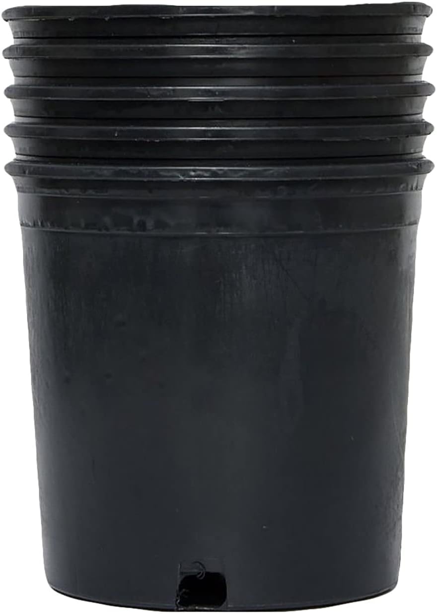 Pro Cal HGPK5PHD Round Circle 5 Gallon Wide Rim Durable Injection Molded Plastic Garden Plant Nursery Pot for Indoor or Outdoor (Set of 5)