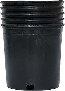 Pro Cal HGPK5PHD Round Circle 5 Gallon Wide Rim Durable Injection Molded Plastic Garden Plant Nursery Pot for Indoor or Outdoor (Set of 5)