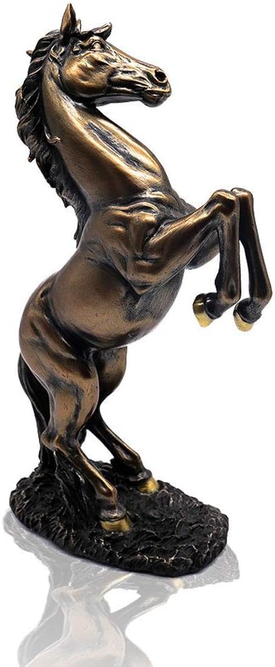 Lependor 12 inch Standing Horse Resin Statue for Home Decor Animal Ornament Sculpture Art Figurine Decorative - Bronze