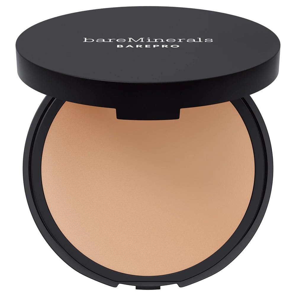 bareMinerals Barepro 16HR Skin-Perfecting Powder Foundation, Matte Pressed Powder Foundation Full Coverage with Plant-Based Squalene, Oil Control, Vegan