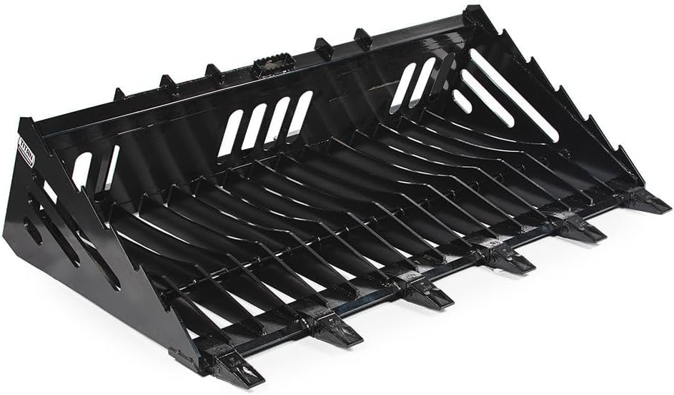 Titan Attachments 72" Skeleton Rock Bucket with Bolt-On Teeth, Skid Steer Quick Tach, Fine Grade Open Tine Bottom, Reinforced Side Cutters, Universal Landscape Attachment