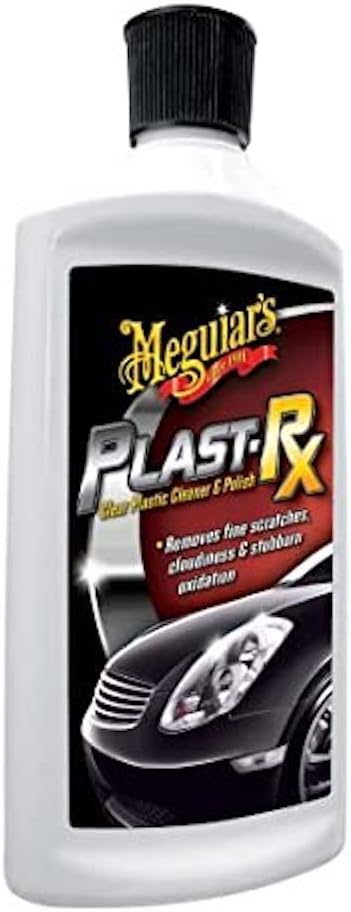 Meguiar's G12310EU Plast-RX Clear Plastic Headlight Cleaner & Polish 296ml removes fine scratches, cloudiness and stubborn oxidisation