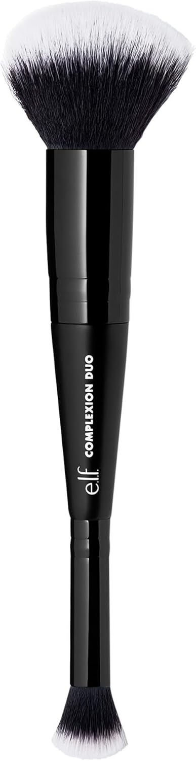 e.l.f. Concealer & Foundation Complexion Duo Brush, 2-in-1 Makeup Brush For Concealer & Liquid & Powder Foundation, Made With Synthetic Bristles