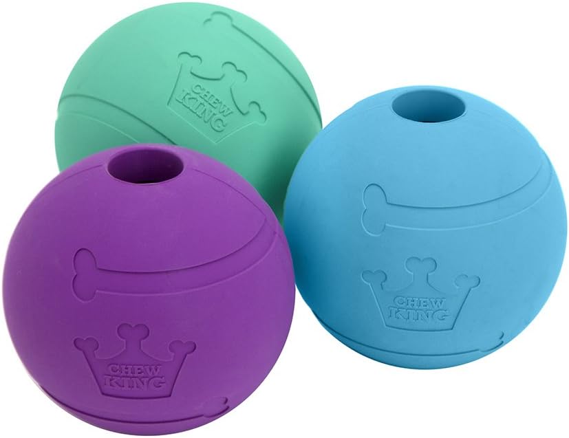 Chew King Fetch Balls Extremely Durable Natural Rubber Toy 3 inch Balls (CM-0263-CS01) , 3 Count ( Pack of 1)