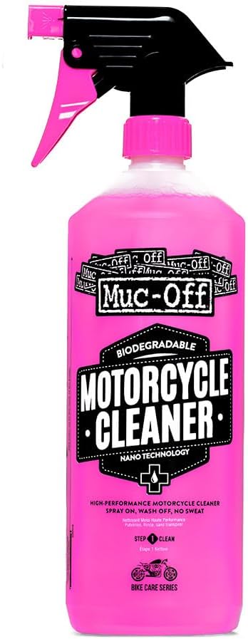 Muc-Off Nano-Tech Motorcycle Cleaner, 1 Litre - Biodegradable Motorcycle Cleaning and Engine Degreaser Spray - Fast-Action Motorbike Cleaner, black