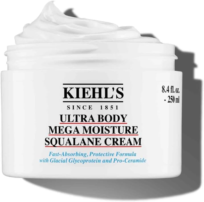 Kiehl's Ultra Body Mega Moisture Squalane Cream, Moisturising Body Lotion, Made with Glacial Glycoprotein, 250ml