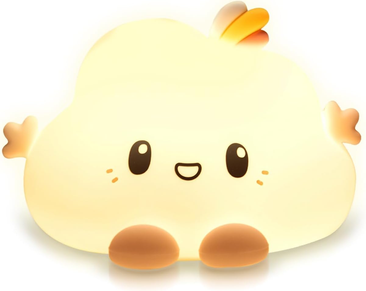 Cuties - Olly Cloud - Colour Changing LED Night Light with 30/60 Minute Timer - 7 Colours - Tap to Use - Rechargeable 12-Hour Battery or USB Powered - for Babies, Toddlers & Children