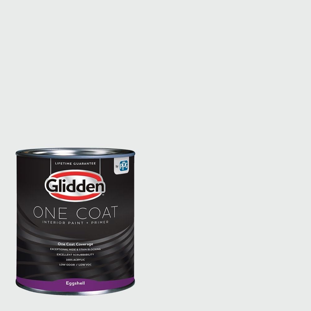 Glidden Interior Paint + Primer: White/White, One Coat, Eggshell, 1 Quart