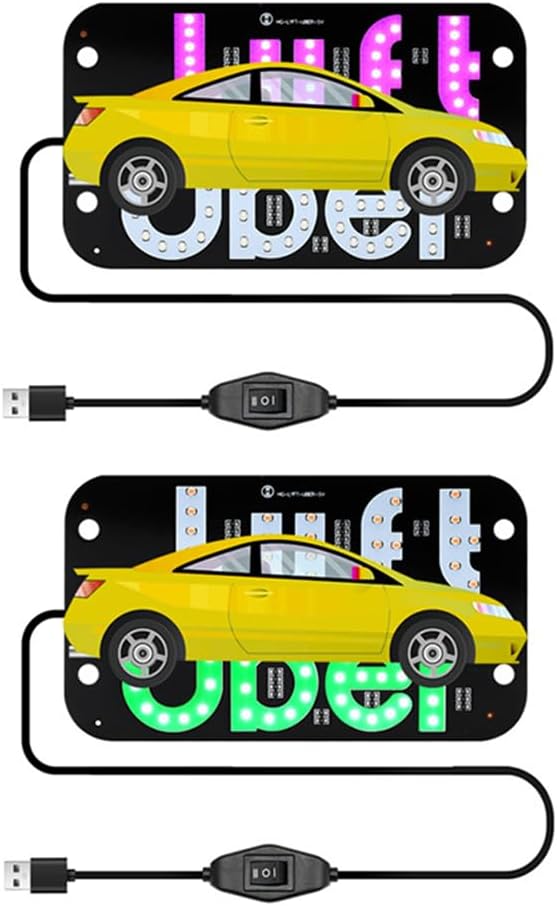 LED Light Signs USB Cable Illuminated Taxi Logo Car Signal Decor Lamp (Green) (C)