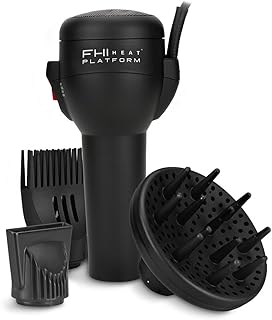 FHI Heat Platform All-In-One Blow Out Handle Less Hair Dryer with Attachment Set, Comb, Concentrator & Diffuser, Black