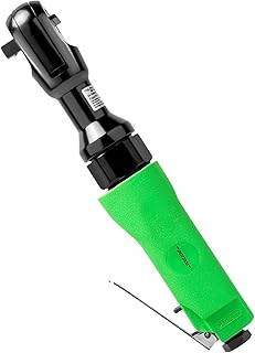 3/8" Air Ratchet Wrench 50 ft-lbs Max Torque Output Professional Pneumatic Aluminum 160 RPM Comfort Grip, Lightweight, Compact, Forward/Reverse Control