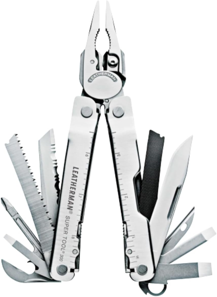 LEATHERMAN, Super Tool 300 Multitool with Premium Replaceable Wire Cutters and Saw, Stainless Steel with Nylon Sheath
