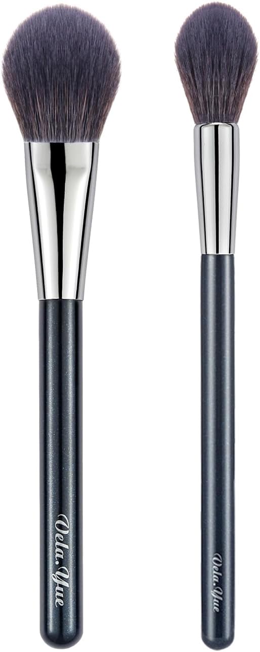 Vela.Yue 2pcs Makeup Brushes Set for Face Powder Blusher Highlighters Luminizers Cosmetics Beauty Tools Kit