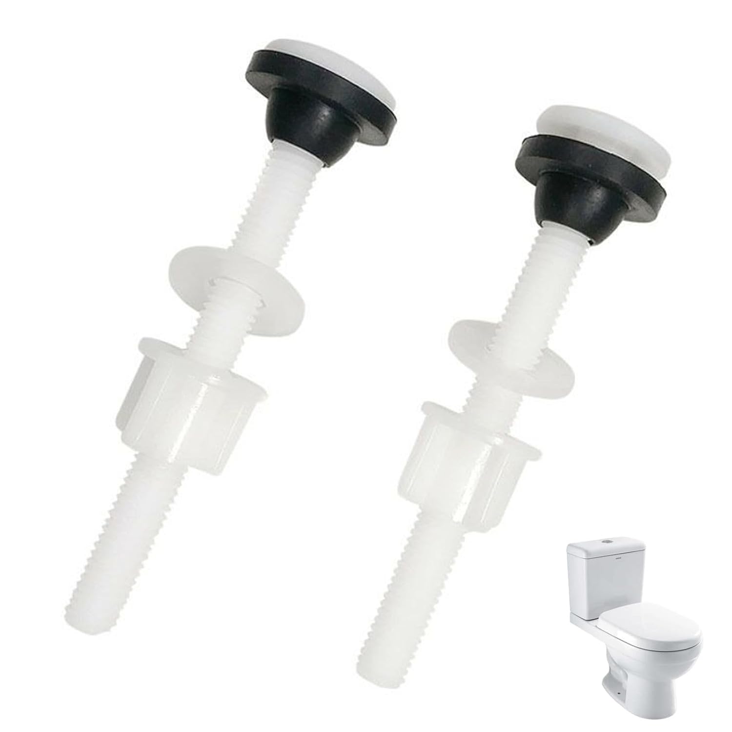 4 Pack Plastic Toilet Tank Bolts, M10 Toilet Cistern to Toilet Pan Fixing Fitting Sealing Kit Close Coupling Bolts WC Tank to Bowl Bathroom Toilet Repair Kits