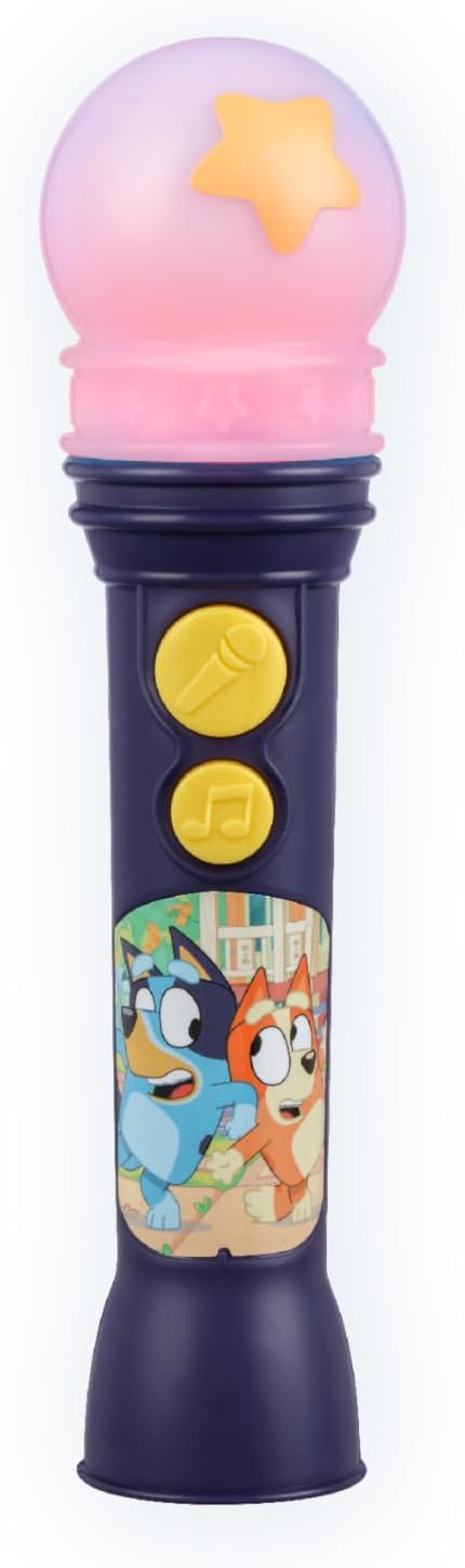 eKids Bluey Microphone Toy for Toddlers, Includes Built-in Music and Lights, Designed for Fans of Bluey Toys