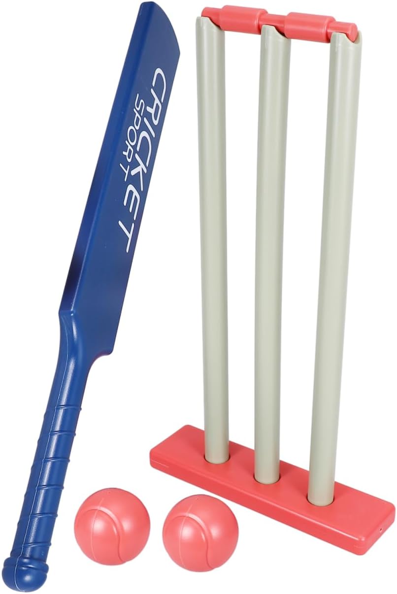 Sosoport Cricket Bat Plastic Cricket Bat and Ball Set Beach Cricket Stand Hand-Eye Coordination Cultivation Sports Game for Boys Girls