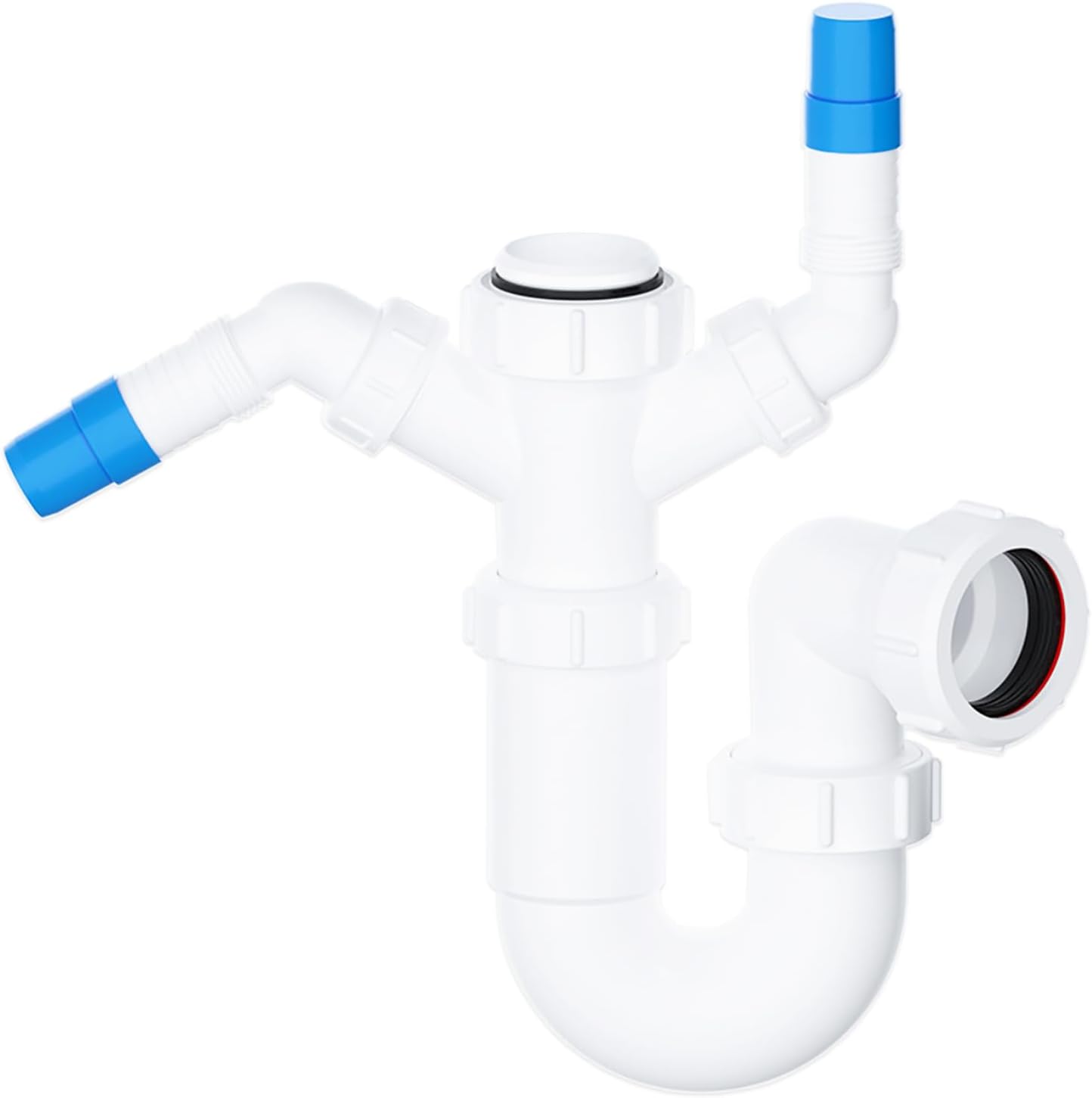 SPARES2GO 40mm Sink Trap Double Nozzle Washing Machine Dishwasher 75mm Water Seal Discharge Kit