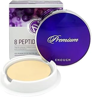 ENOUGH Premium 8 Peptide Two Way Cake SPF50, Korean Makeup Setting Powder Foundation, Face Powder with Collagen, Tattoo Cover Up (#13 Light beige, 0.39 oz)
