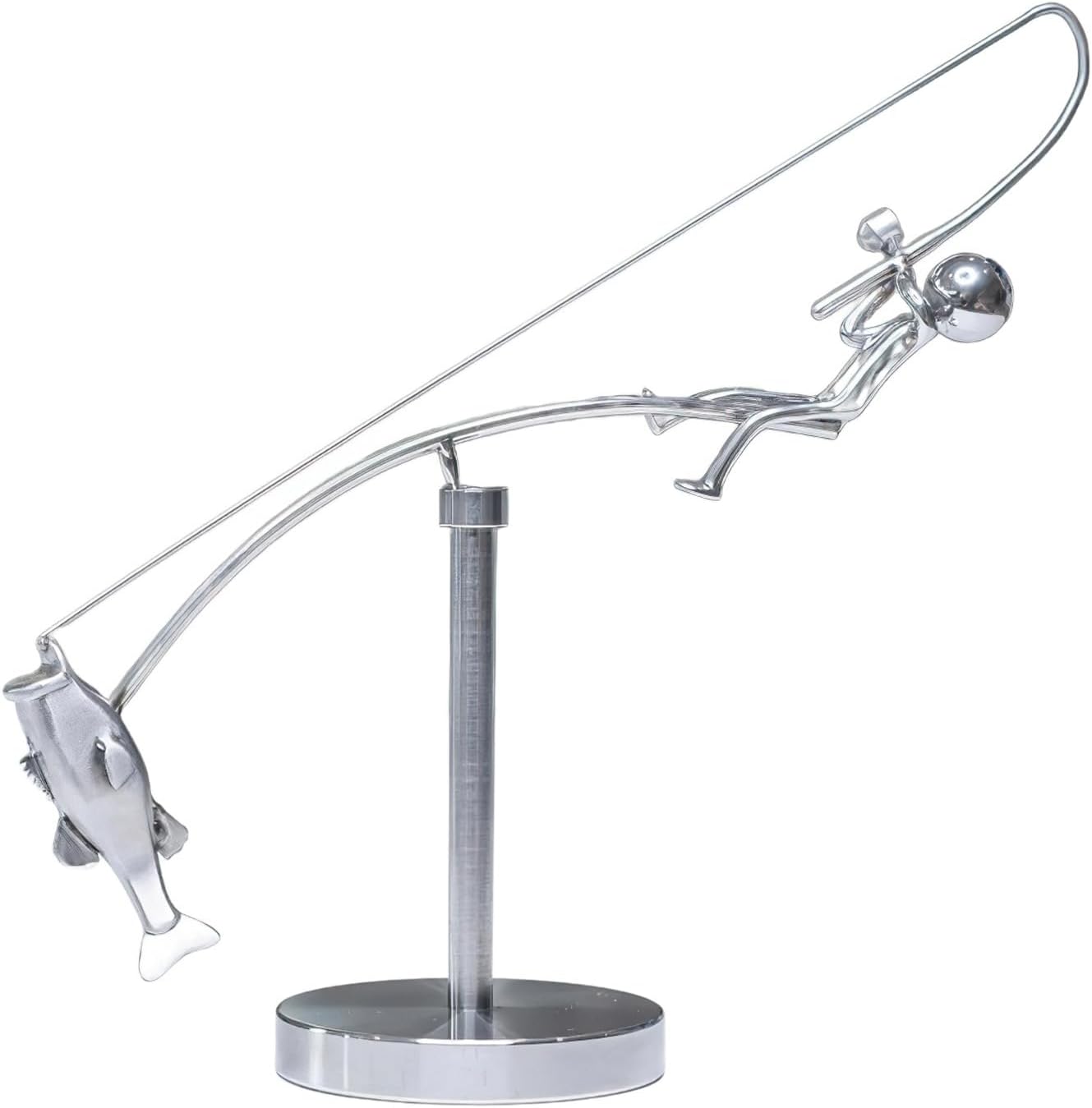 Balancing Fisherman Sculpture, Fisherman Ornament, Kinetic Fishing Sculpture, Fisherman Balancing Sculptures, Metal Fishing Statue, Fishings Rod Balances Arts, Fisherman Arts Gifts Decoration (1pc)