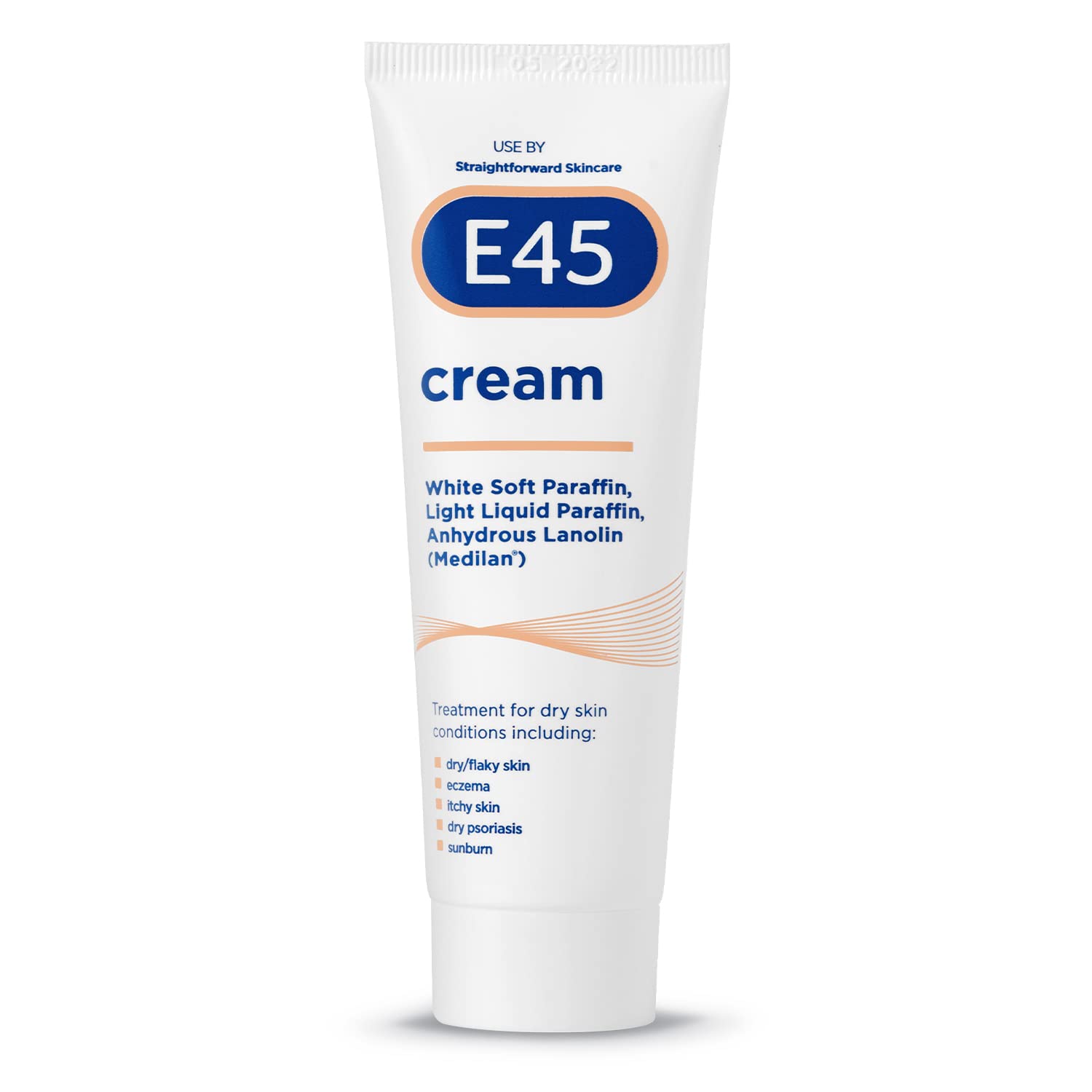 E45 Cream 50 g – Moisturiser for Dry Skin and Sensitive Skin - Emollient Body Cream to Soothe Dry and Irritated Skin - Itchy Skin, Eczema Cream - Perfume-Free Face Cream and Non-Greasy Hand Cream
