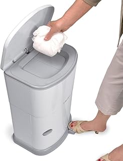 Collections ETC Akord Slim Incontinence Disposal System with Odor Lock, Discrete Style, White, 20in H X 11in W X 9.5in D