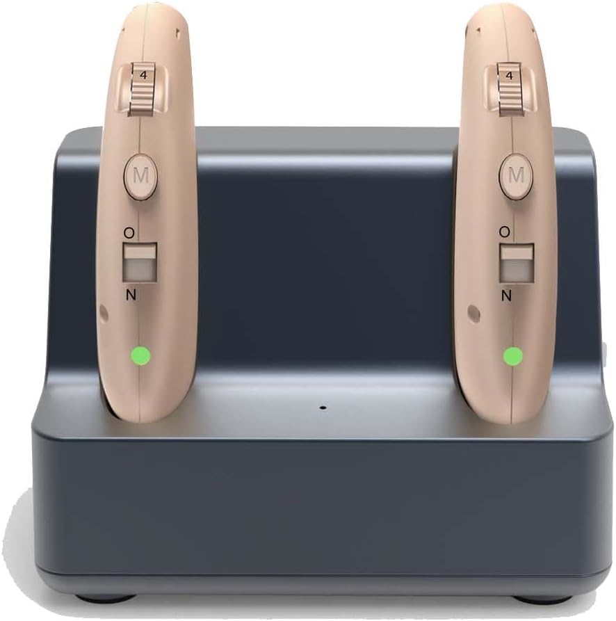 Glorified Mary Hearing Amplifier Aid Rechargeable Digital Personal Sound Amplifier Seniors,with Magnetic Charging Base,Behind The Ear,2-Pack