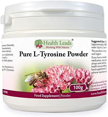 Pure L-Tyrosine Powder 100g, Pharmaceutical Grade, Amino Acids The Building Blocks of Life, Sports & Active Nutrition from Health Leads UK