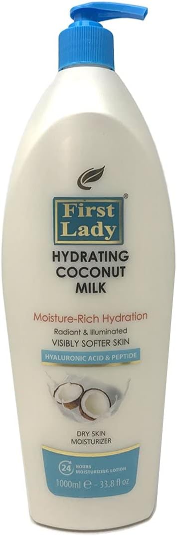 First Lady Hydrating Coconut Milk Hyaluronic Acid & Peptide Moisturizing Hand & Body Lotion 1000ml - Healing Dry Skin