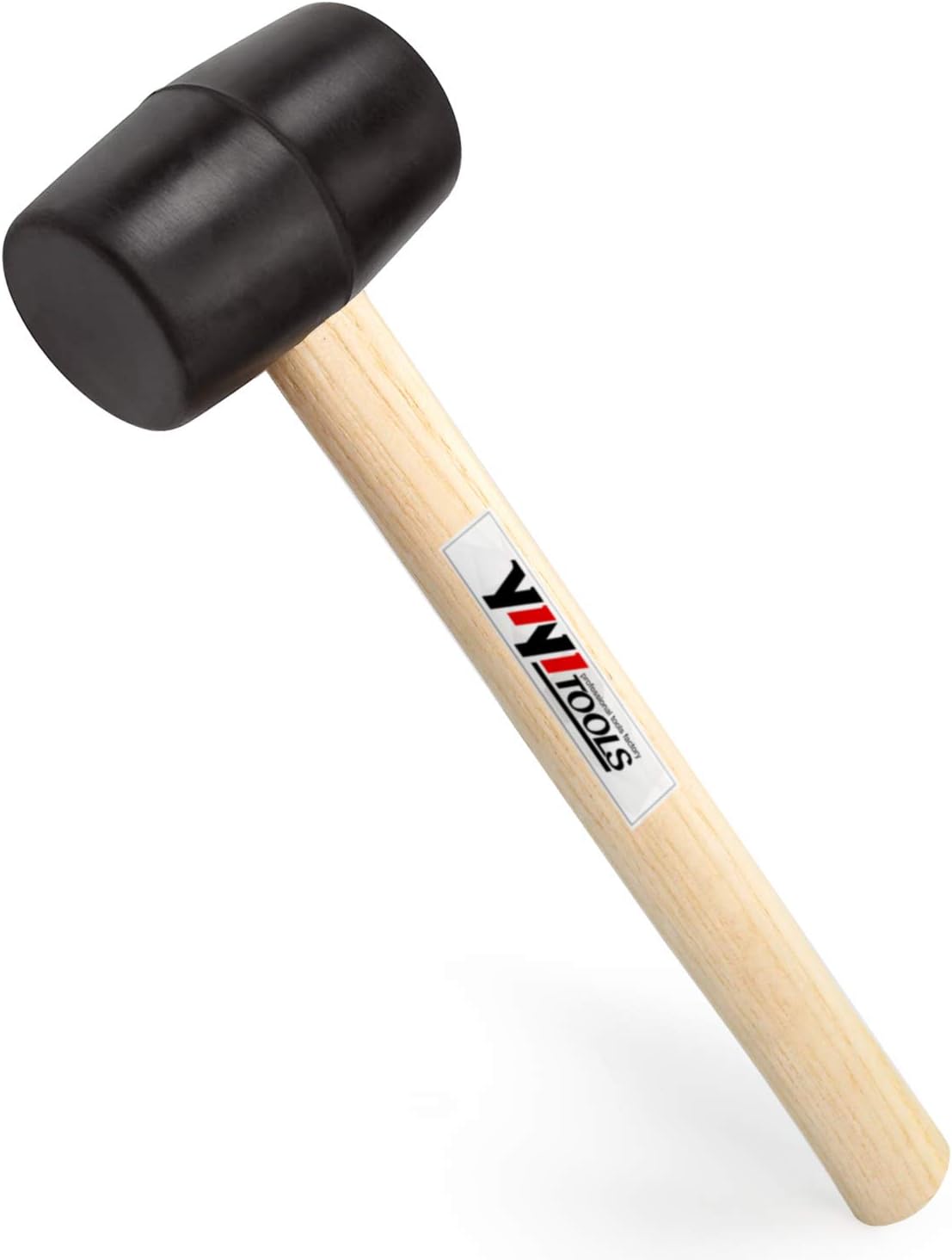 YIYITOOLS Rubber Mallet with Wood Handle – 8-oz, Black