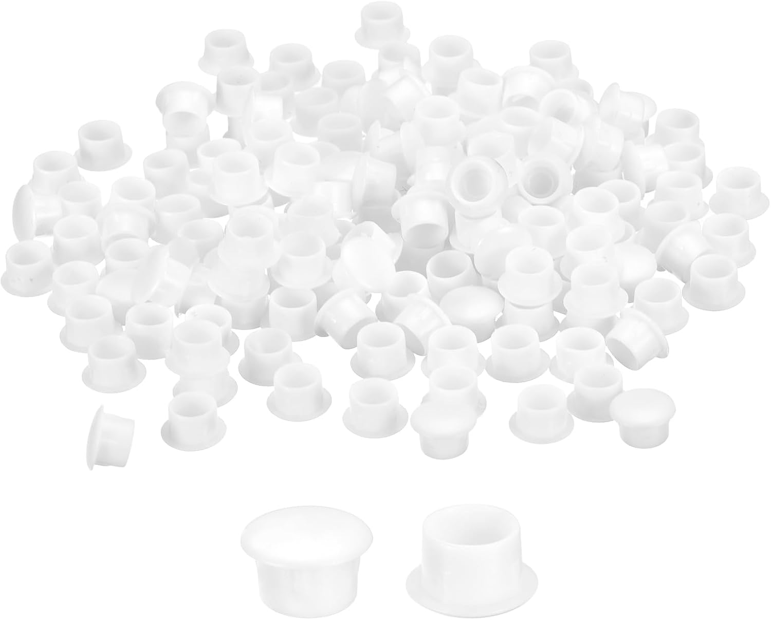 sourcing map 150Pcs Screw Hole Plugs, 10mm(3/8") Dia Plastic Round Button Plugs Snap in Locking Hole Covers Flush Type Caps for Furniture Cabinet, White