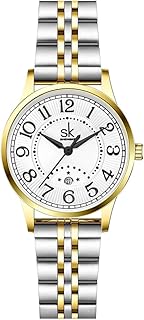SHENGKE SK Business Classic Women Watch with Genuine Leather Stainless Steel Band ElegantLadies Watch