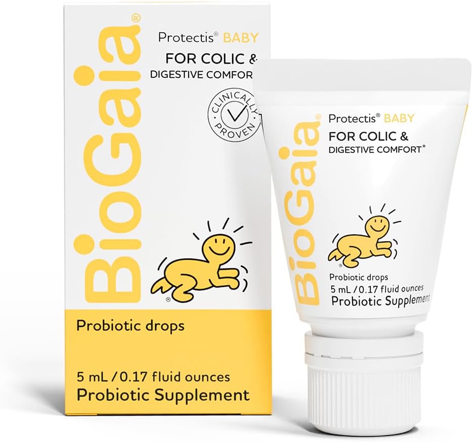 BioGaia Baby Probiotic Drops - Baby Essentials for Colic & Gas Relief, Safe for Newborns, Reduces Crying, Fussing, Colic, Gas, Spit-ups and Constipation, No allergens, Dairy, Soy, Gluten, or Sugar