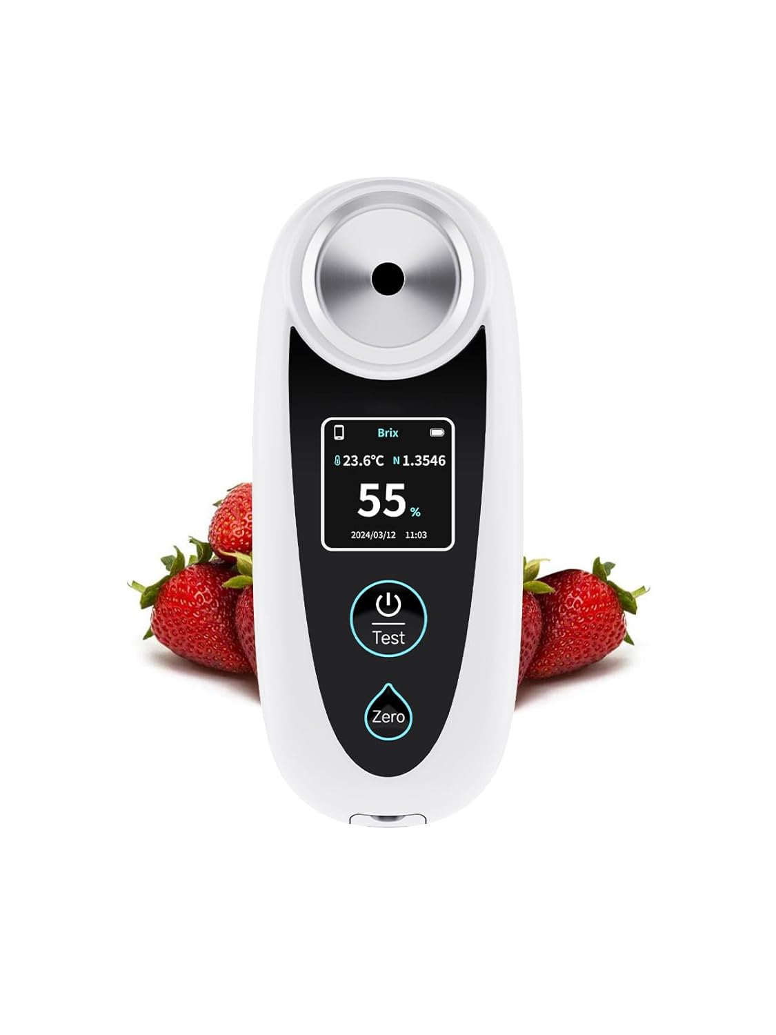 Brix Refractometer with ATC – 0–55% Range, Portable Sugar Tester for Durian, Syrups, Fruits, Juice, Home Brewing & Field Testing