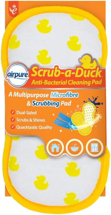 airpure Duck Anti-Bacterial Cleaning Multipurpose Microfibre & Scrubbing Pad Sponge | Dual Sided for Home, Kitchen, Bathroom | Reusable | Non Scratch, Variety, One Size