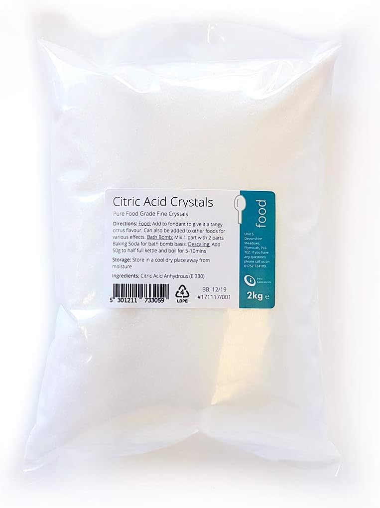 Citric Acid 2kg - 100% Pure Food Grade Fine Crystals