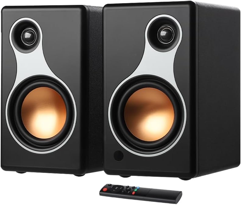 AIYIMA S500 Active Bookshelf Speaker 100W Bluetooth 5.0 HiFi Powered RCA Speakers with SUB Output,Coaxial/Optical/RCA Input,for Home Audio Computer TV Game