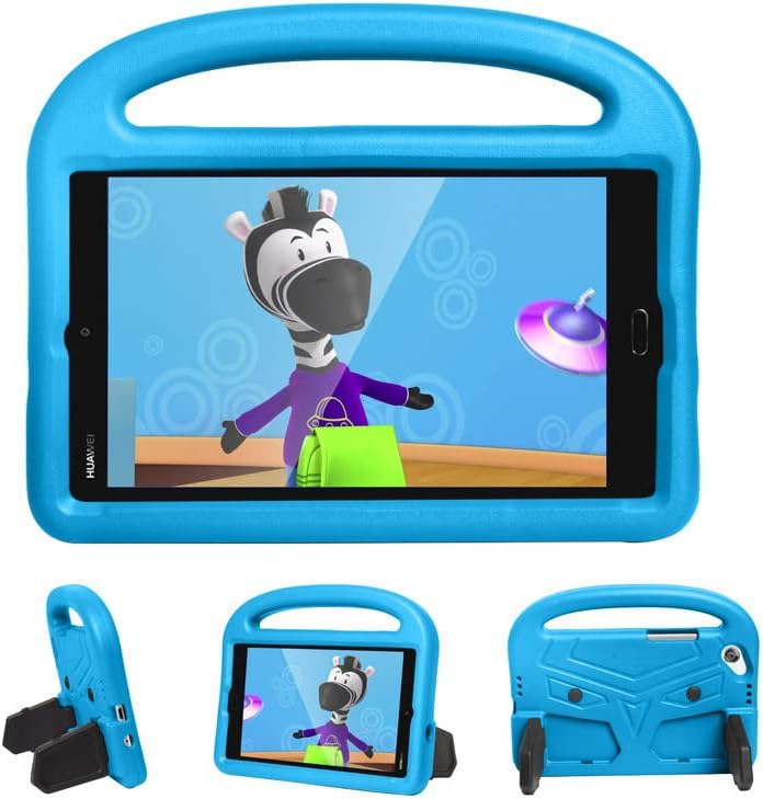 Kids Case For Huawei MediaPad M3 T3 T8 8.0 Inch, Tablet Case Kids Friendly Lightweight, Handle with Stand, Soft EVA Foam Shockproof Protective Cover, Blue