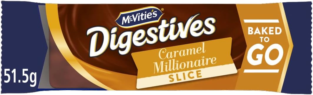 McVitie's Milk Chocolate Digestives Caramel Millionaire Slice, Snack Bar Single, 51.5 g (Pack of 1)