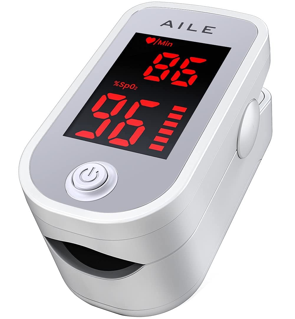 AILE Pulse Oximeter Oxygen Meter Adults Accurate Fast Easy Larger Red Screen Oxygen Monitor with Lanyard Blood Saturation Monitor -O2 Saturation Meter Pulse-Oximeter
