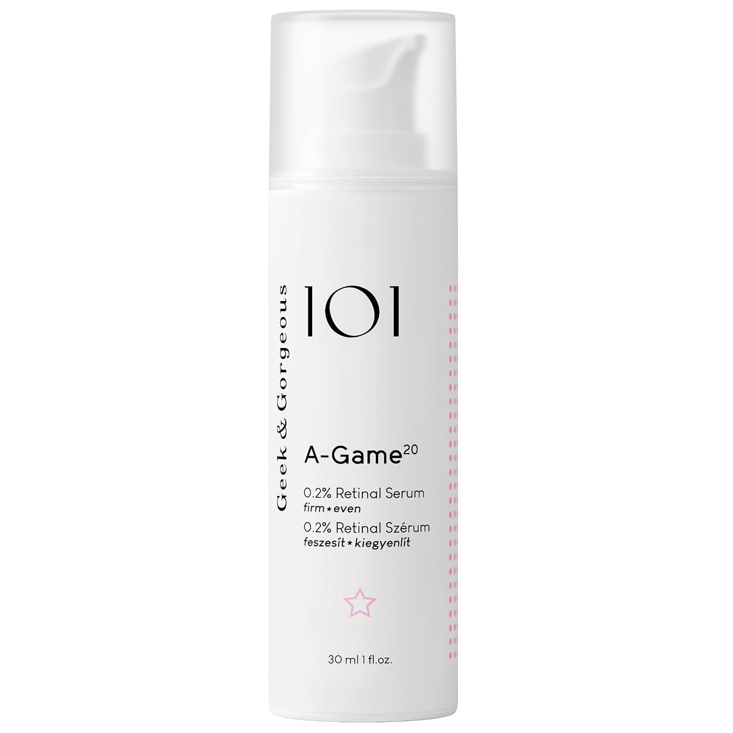 Geek & Gorgeous A-Game 20 – 0.2% Retinal Serum – Advanced Anti-Aging Vitamin A Night Serum – Reduces Wrinkles, Smooths Skin & Boosts Collagen – For Experienced Retinoid Users – 1 oz