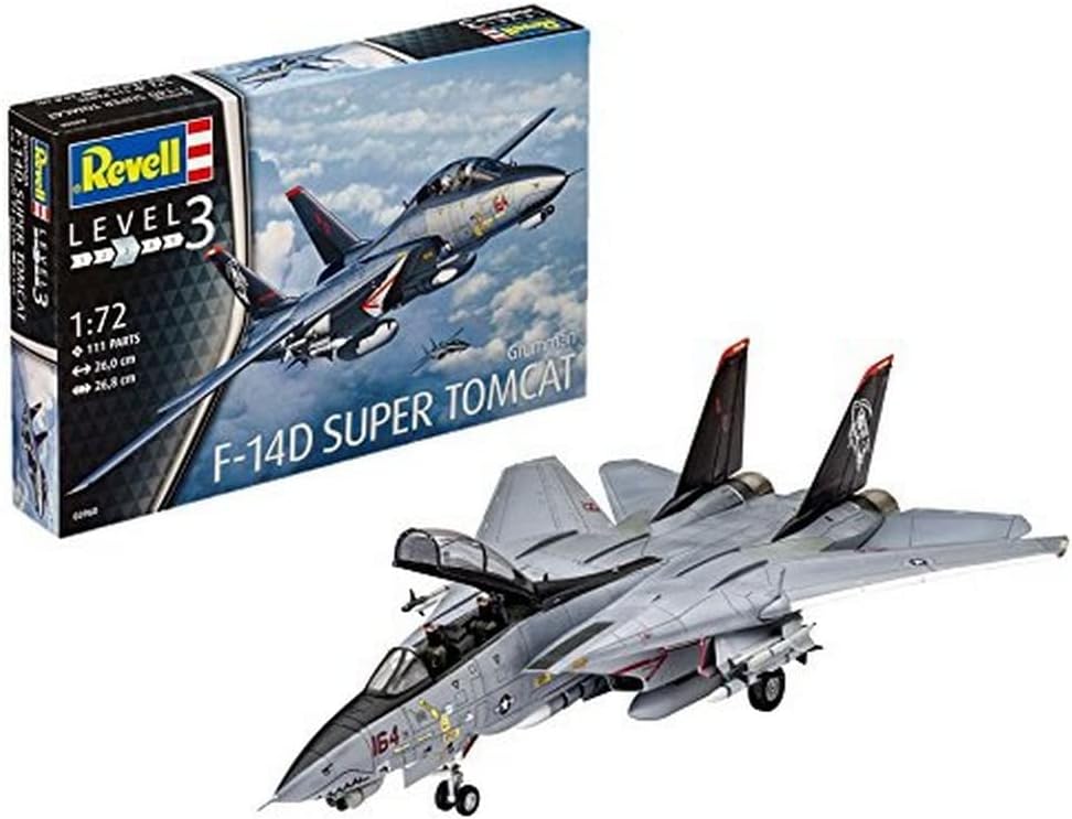 Revell 03960 Grumman F-14D Super Tomcat 1:72 Scale Unbuilt/Unpainted Plastic Model Kit, Multi-color, 26 x 29,8 cm