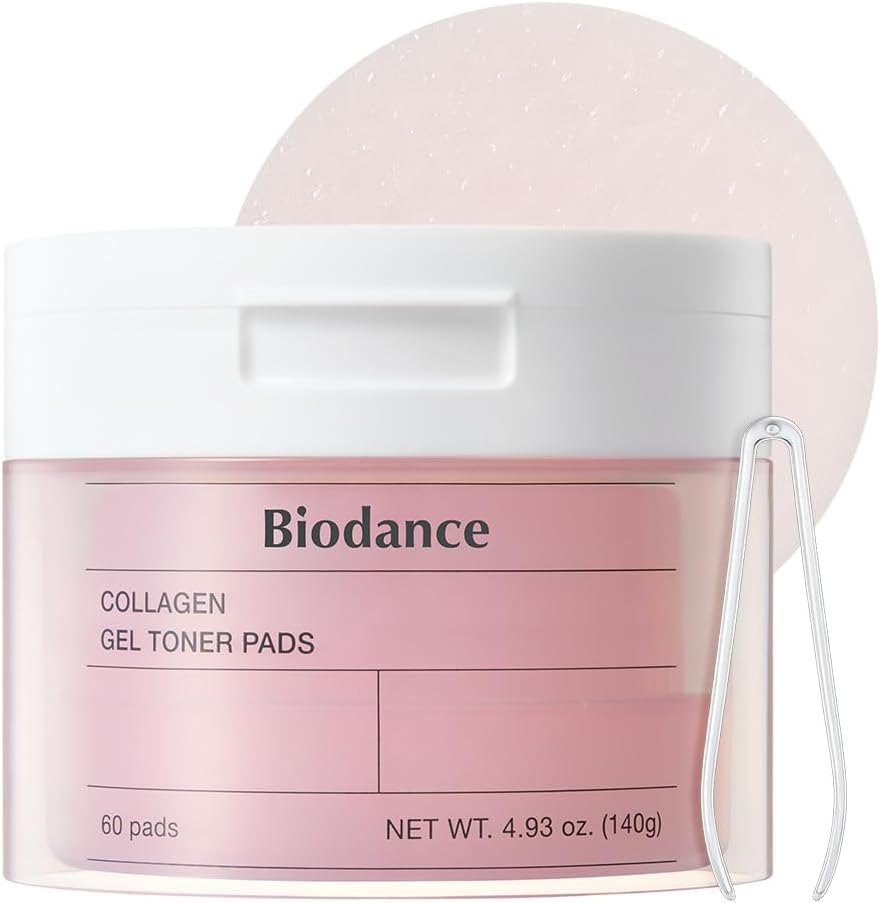Biodance Collagen Gel Toner Pads, Pore Minimizer for Face, Improving Elasticity, Plumping Toner Pads for Sensitive Skin, Korean Skincare, Stocking Stuffers for Teen Girlsㅣ4.93 fl.oz.(140g)*60Pads