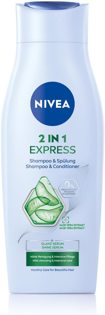 NIVEA 2-in-1 Care Express pH-Balance Shampoo + Conditioner (400 ml), Hair Shampoo & Conditioner with Aloe Vera, 2-in-1 Hair Care for Naturally Beautiful Hair