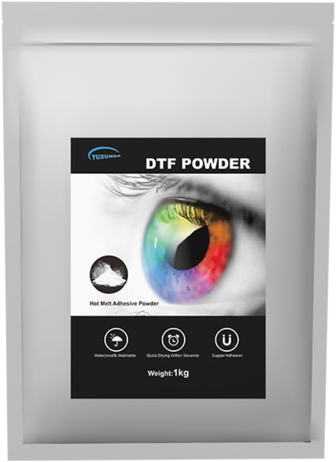 YUXUNDA DTF Transfer Powder 1KG/35.3 oz,DTFpowder White for Sublimation, Compatible with DTF and DTG printersApplicable to All fabricsDenim Cotton T-Shirts