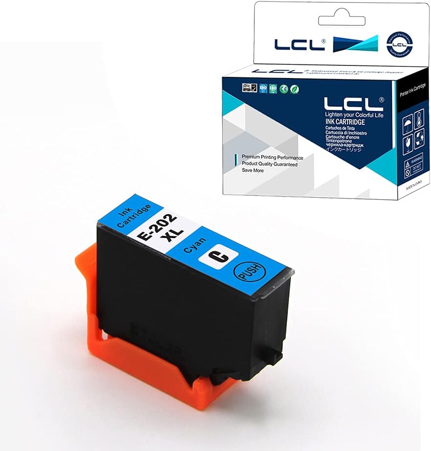 LCL Compatible Ink Cartridge 202 202XL C13T02H24010 (1 Cyan) Replacement for Epson Expression Premium XP-XP-6000 XP-6005 XP-6100 XP-6105 XP6000 XP6005 XP6100 XP6105
