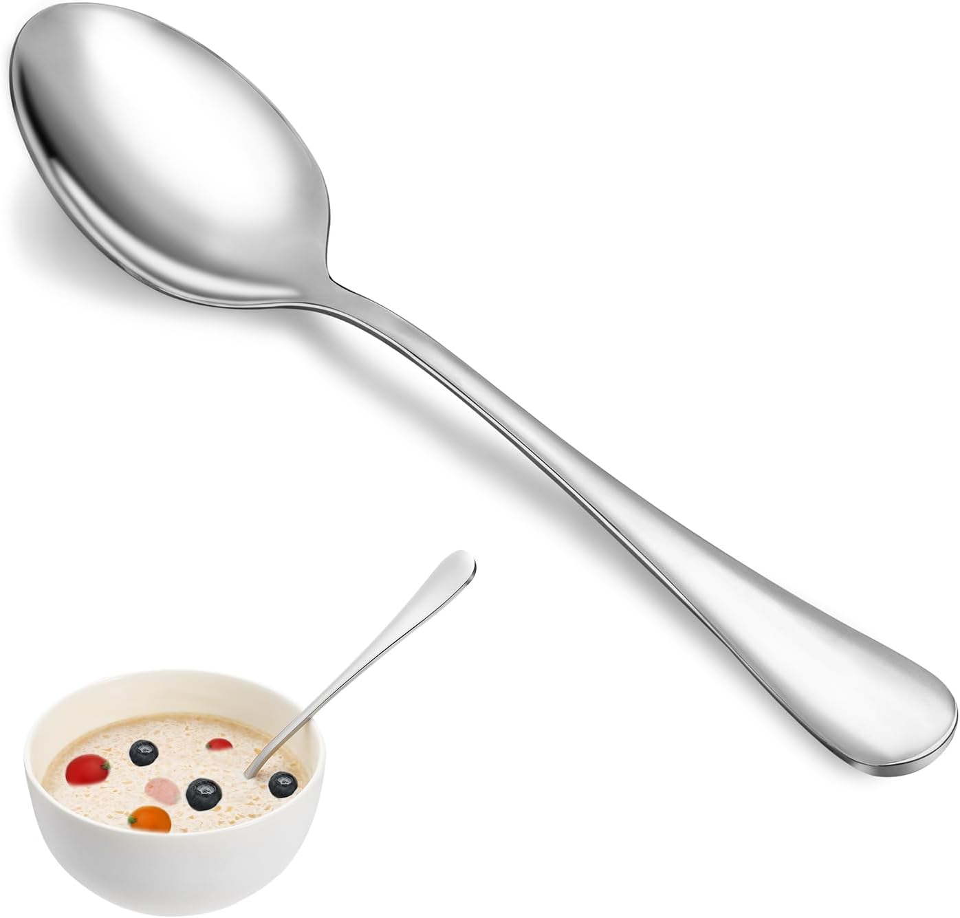 Dinner Spoon Set,16 Pcs 7.3" Tablespoons,Premium Food Grade 18/10 Stainless Steel Spoons,Durable Metal Spoons,Tablespoon,Silverware Spoons Only,Mirror Finish & Dishwasher Safe,Use for Home,Restaurant