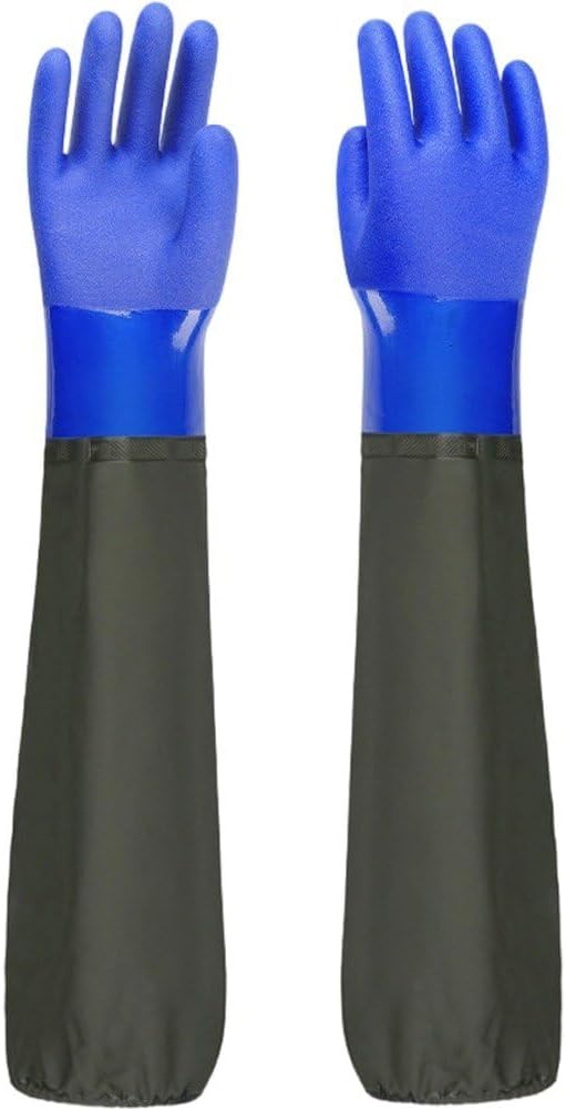 Lpitoy Long Waterproof Rubber Gloves, Pond Gloves, Reusable, Machinery, Industry, Fishery, Aquarium Gloves, Chemical Resistant Gloves